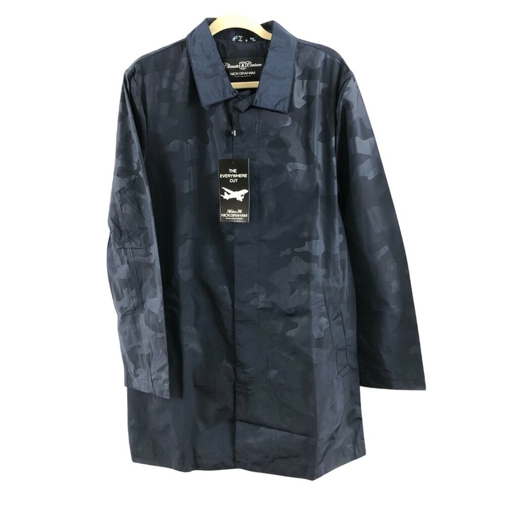 Nick Graham Men's Climate Couture Camo Raincoat Jacket Lightweight Navy Blue M